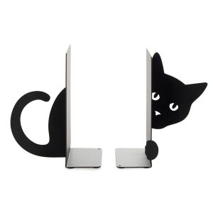Bokstöd Gömd katt svart metall
