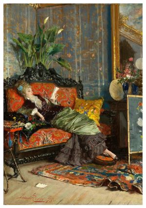 Young Woman Reading Notecard