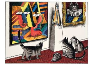 Cats Viewing Modern Art Notecard